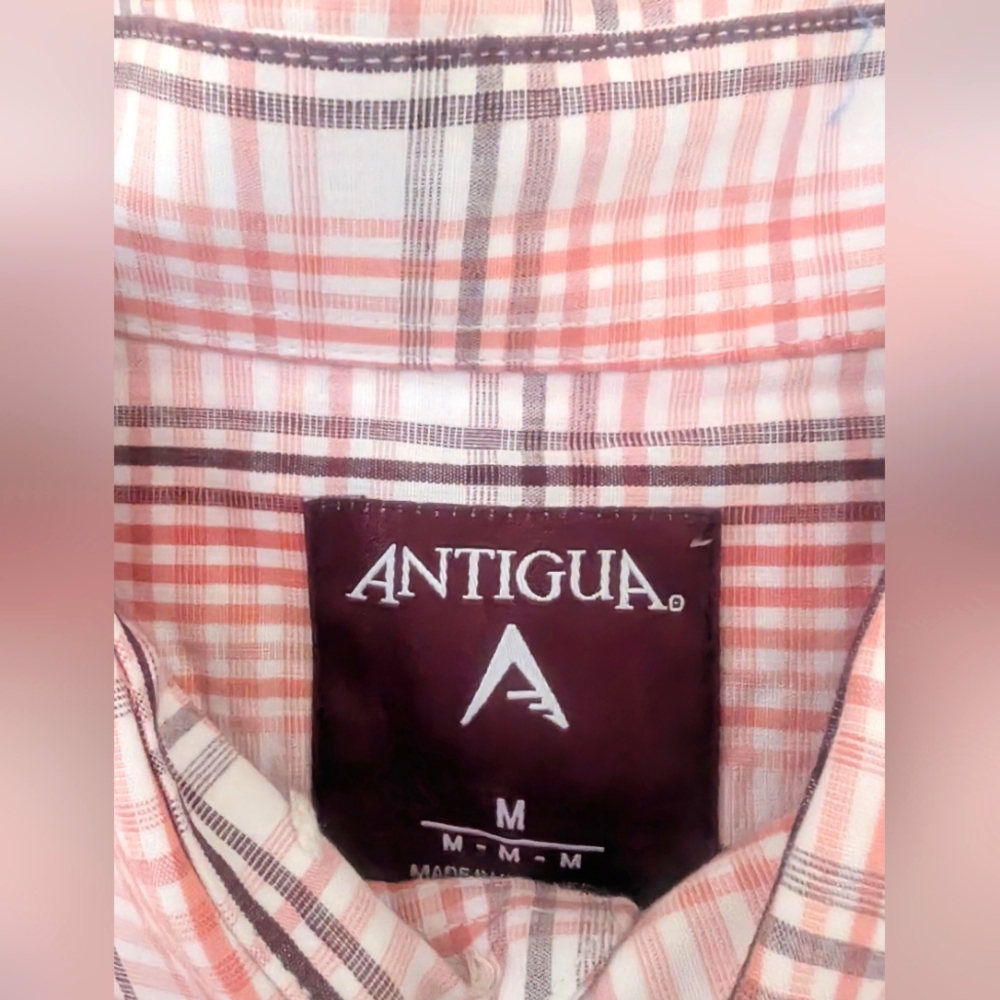 Texas A&M Aggies Antigua Shirt - Mens Medium Button Down Plaid Short Sleeve - Picture 2 of 9